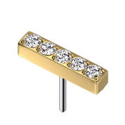 Threadless plaqué or cristaux argentés