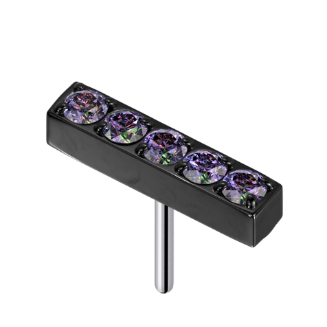 Barre sans filetage noire Cristaux multicolores foncés