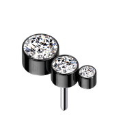 Threadless noir descendant trois cristaux argentés