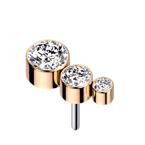 Threadless or rose descendant trois cristaux argent