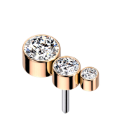 Threadless or rose descendant trois cristaux argent