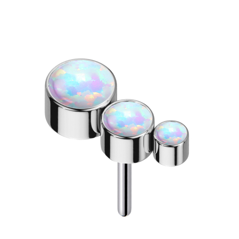 Threadless argent descendant trois opales blanches