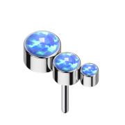 Threadless argent descendant trois opales bleues