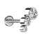 Micro Labret Internal Thread Silver Descending Three Crystals Silver
