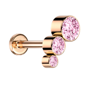 Micro Labret Internal Thread Rose Gold Descending Three...