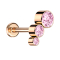 Micro Labret Internal Thread Rose Gold Descending Three Crystals Pink