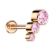 Micro Labret Innengewinde rosegold absteigend drei Kristalle pink