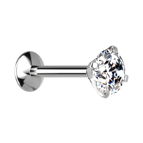 Labret à filetage intérieur micro UFO argenté avec cristal serti argenté