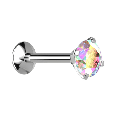 Micro Innengewinde Labret UFO silber mit Kristall multicolor gefasst
