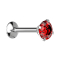 Labret à filetage interne micro UFO argenté avec cristal rouge serti