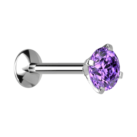 Micro Innengewinde Labret UFO silber mit Kristall tanzanite gefasst