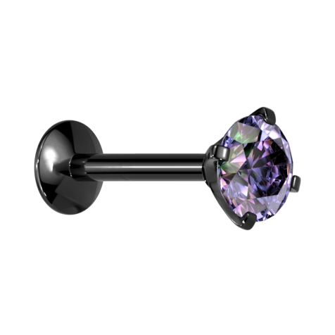 Labret UFO noir à filetage intérieur micro avec cristal foncé multicolore serti