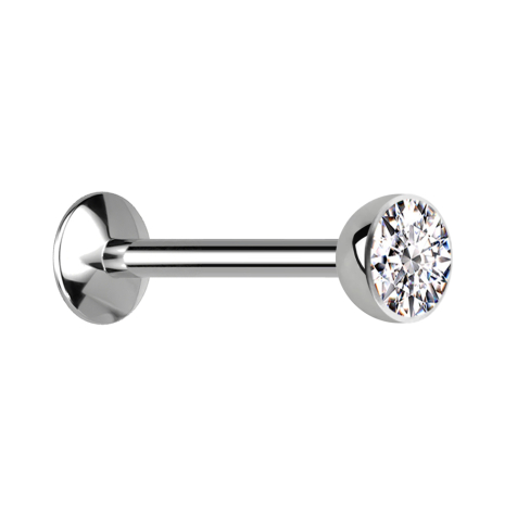Micro filettatura interna Labret UFO argento semisferico con cristallo argento