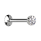Micro internal thread labret UFO silver hemisphere with crystal silver