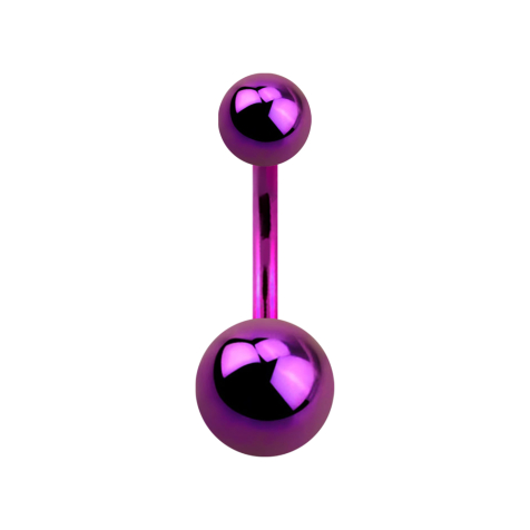 Banana female connector, purple, with two balls