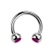 Micro Circular Barbell silber mit zwei Kugeln Kristall fuchsia