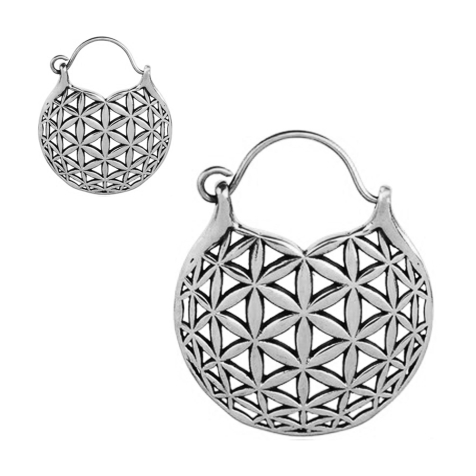 Silver flower of life earring