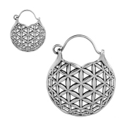 Silver flower of life earring