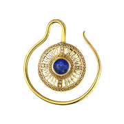 Ohrgewicht Ring vergoldet Medallion mit Lapislazuli Stein