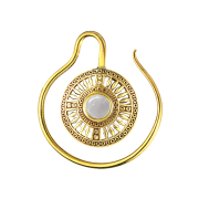 Ohrgewicht Ring vergoldet Medallion mit Botswana Achat Stein