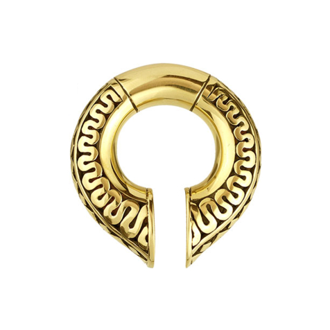 Ear weight keyhole gold-plated patterned