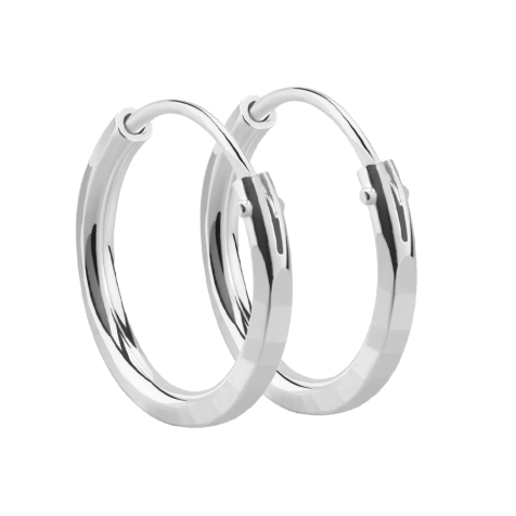 Earring silver round diamond cut
