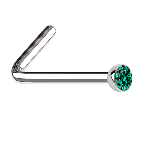 Nasenstecker gewinkelt silber Halbkugel Kristall türkis