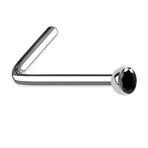 Clous de nez coudés argent demi-sphère cristal noir