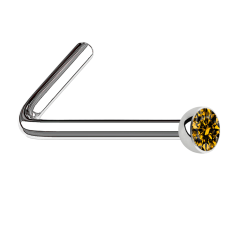 Clous de nez coudés argent demi-sphère cristal topaze