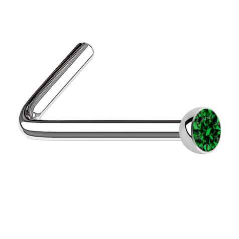 Clous de nez coudés argent demi-sphère cristal vert