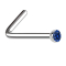 Nose stud angled silver hemisphere crystal blue