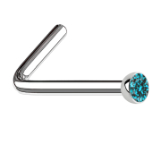 Nasenstecker gewinkelt silber Halbkugel Kristall aqua