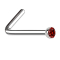 Nose stud angled silver hemisphere crystal red