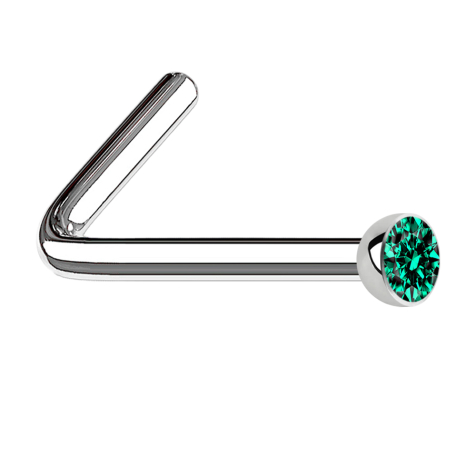 Nose stud angled silver hemisphere crystal turquoise