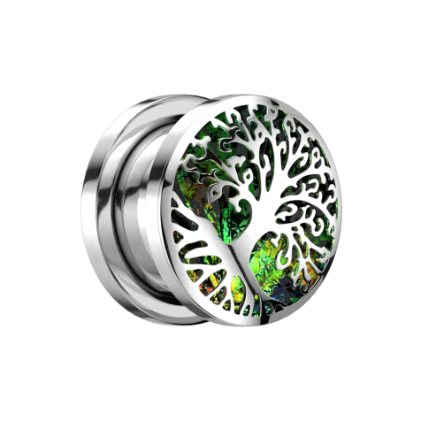 Fles Plug argent opale paillettes avec arbre de vie
