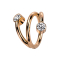 Micro segment ring, foldable, rose gold spiral, two crystals, silver