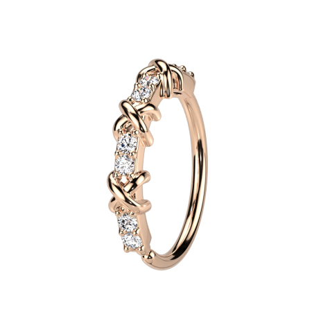Micro piercing anneau or rose cristaux et trois croix