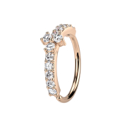 Micro Piercing Ring rosegold Kristallbogen silber drei Kristalle