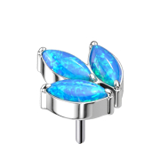 Threadless silber drei Oval Opale blau