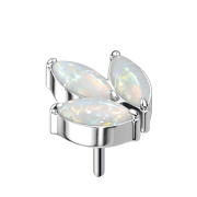 Threadless argent trois ovales opales blanches