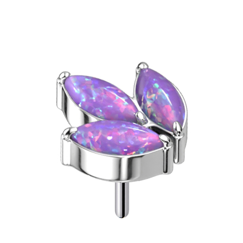 Threadless silber drei Oval Opale violett