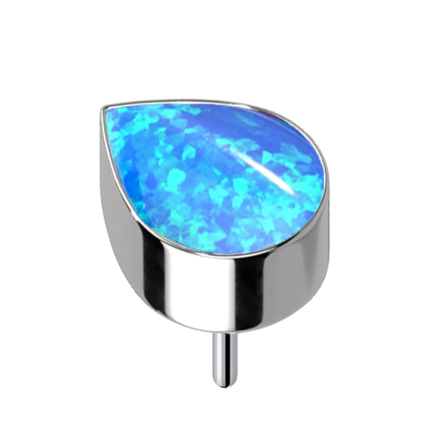 Threadless silber mit Tropfen Opal blau