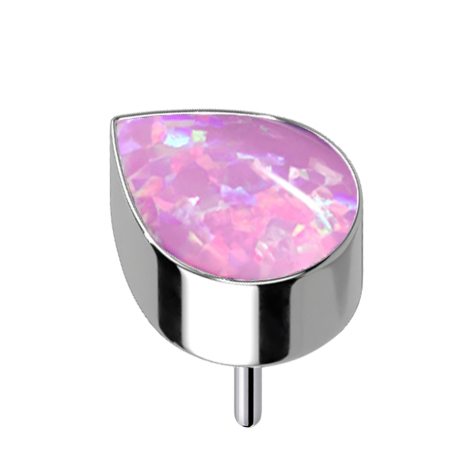 Threadless silver with drop opal pink