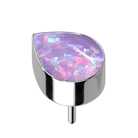 Threadless argento con goccia opale viola