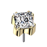 Threadless placcato oro con cristallo quadrato...