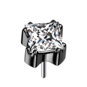 Threadless schwarz quadratischer Kristall silber gefasst