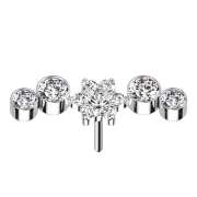 Threadless silber Blume Kristalle silber vier Kristalle