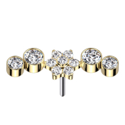 Threadless vergoldet Blume Kristalle silber vier Kristalle