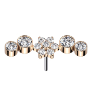Threadless rosegold Blume Kristalle silber vier Kristalle