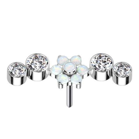 Fiori in argento senza filettatura Opali bianchi Quattro cristalli